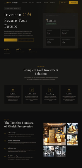 HTML、CSS黄金投资公司贵金属网页模板