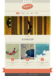 粉色彩带样式HTML模板