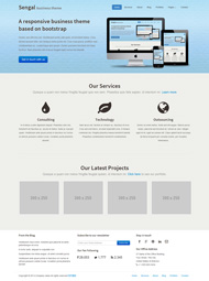 浅蓝色简洁布局网站模板