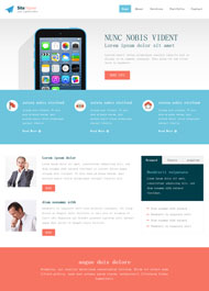 浅蓝色扁平APP企业模板