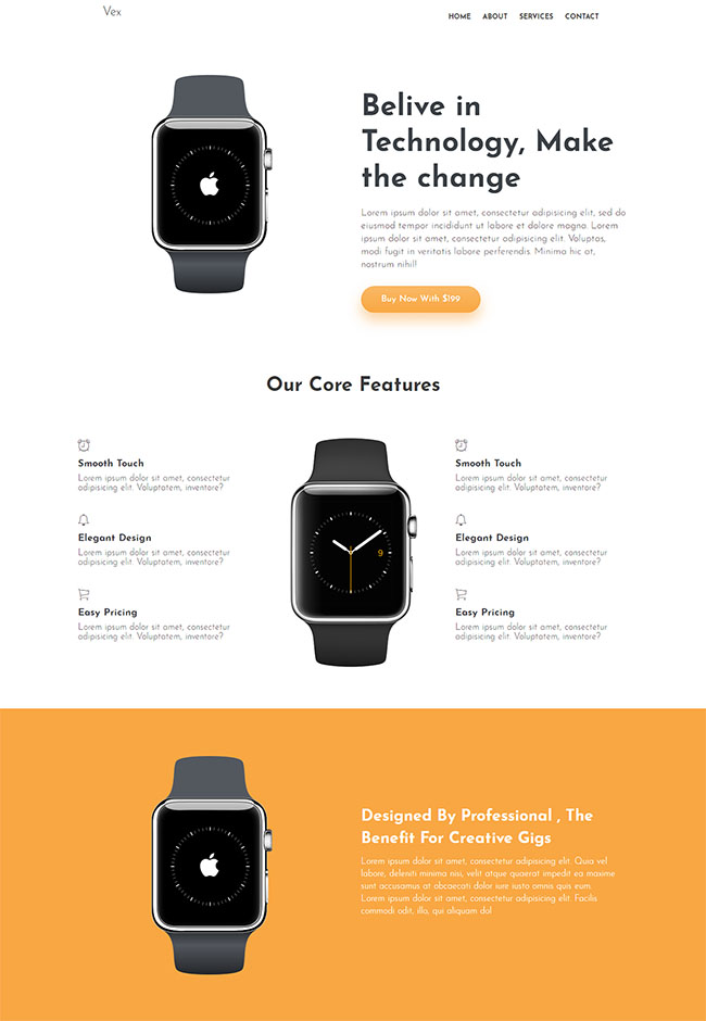 智能穿戴手表Bootstrap4模板