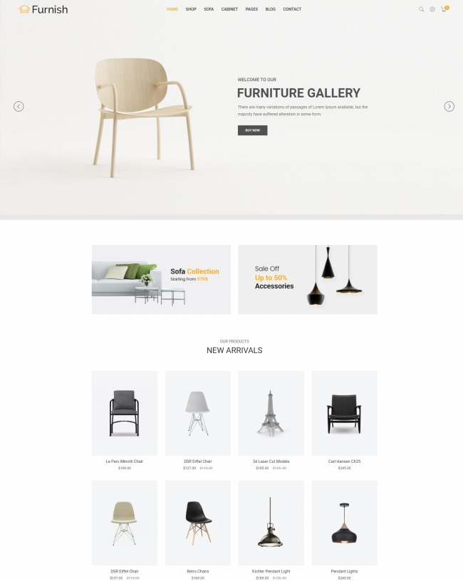 简约风家具在线商城网站模板