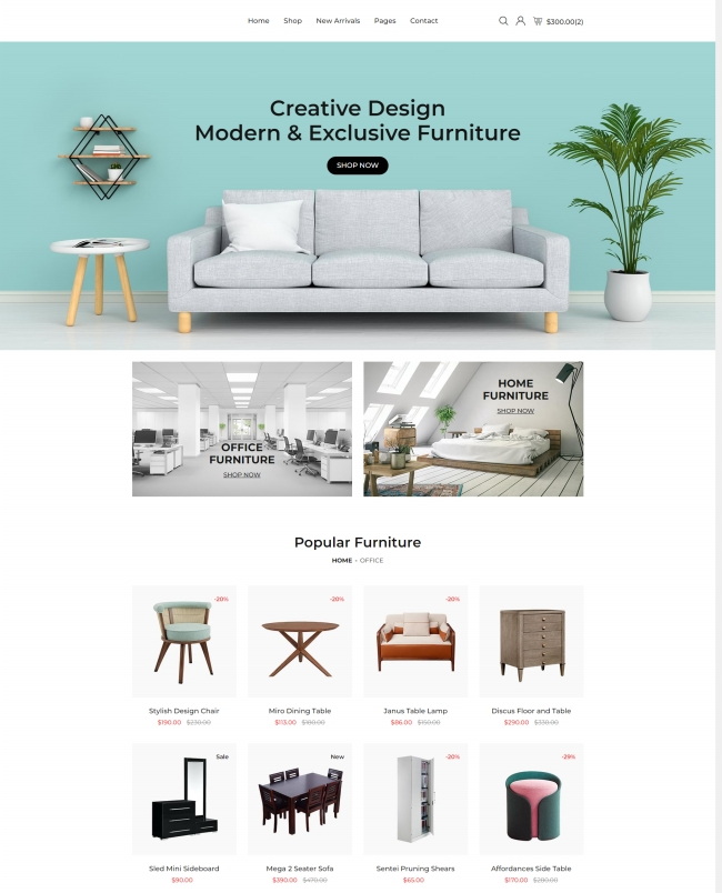 Bootstrap4家具在线商城网站模板