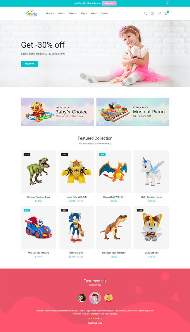 儿童玩具商店Bootstrap模板
