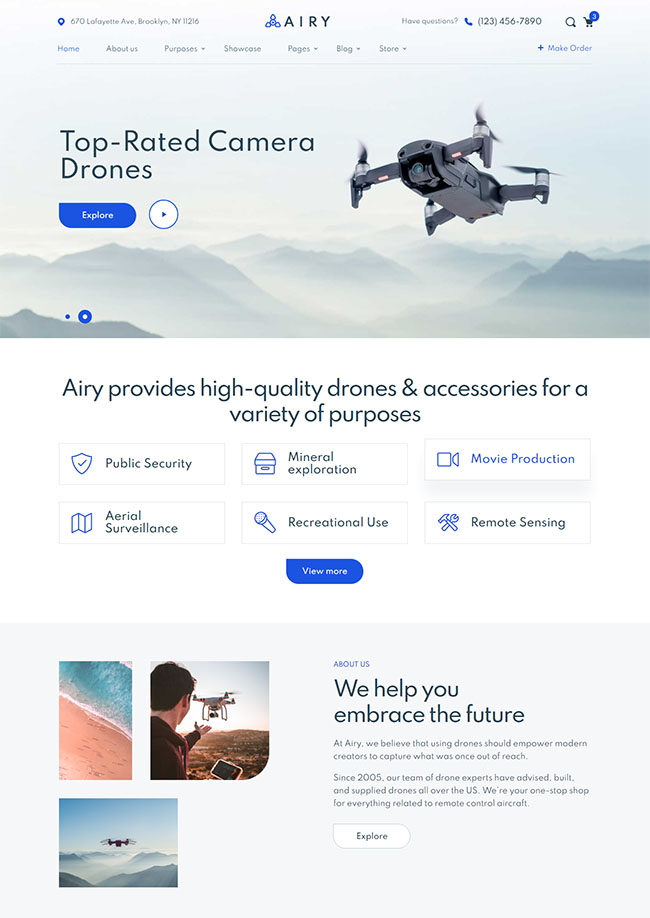 无人机购买商店HTML5模板
