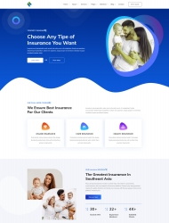 蓝色风格财产保险服务公司网站模板