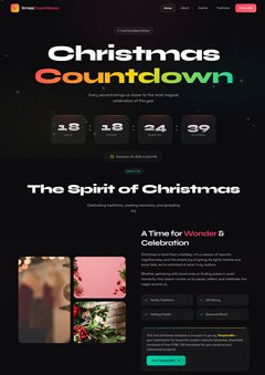 现代的圣诞倒计时节日网页模板