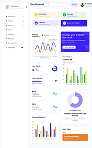 项目管理后台仪表板HTML5模板