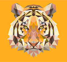 线条衍生显示老虎图像HTML5特效