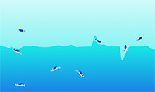 HTML5 Canvas海里鱼游动特效